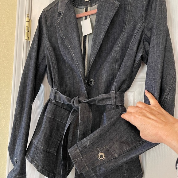 NWOT CONVERSE One Star Womens Denim Blazer, Coat, Jacket With Waist Belt - Picture 2 of 8